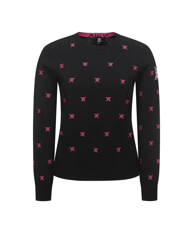 ANEW Golf: Women Monogram Logo Point Pullover Sweater - Black