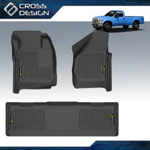 CROSSDESIGN TPE Floor Mats Fit For 2008 2009 2010 F250 F350 F450 Front and 2nd Row,All weather Waterproof Durable Non-slip ,3pcs Upgraded Version