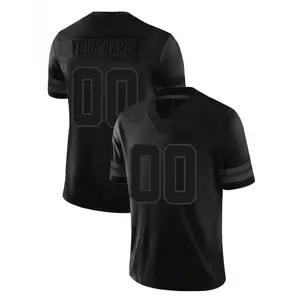 Men's Embroidered American Football Jersey, Customizable Name & Number, Male Loose-Fitting Sports Jersey for Fans, Black, S-3XL, with Embroidered Details