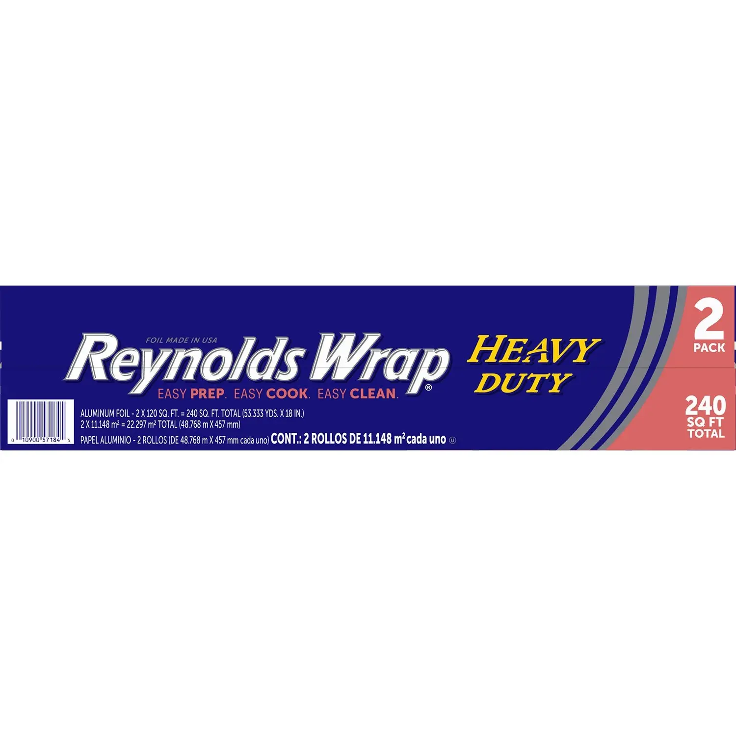 Reynolds Wrap Heavy-Duty Aluminum Foil - 2-Pk, 18in, 120 sq. ft. - Cooking, Dish Use, Disposable Household Kitchen Food Covers for Grilling