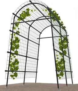 7ft Extra Tall Polyethylene-Coated Stainless Steel Garden Arch Trellis – Durable Outdoor Support for Climbing Plants, Cucumbers with Clips & Netting
