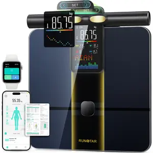 RunStar Smart 8E Full Body Scale with Smart Handle for Body Weight and Fat Percentage, 8 Electrodes High Precision Body Composition Scale, Body Analyzer Scale Sync App 28 Metrics 400lbs