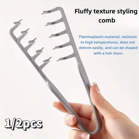 1/2pcs Puff Texture Styling Comb Natural Curl Perm Tool Root Volume Cover Hair Gap Beauty Brush, Hair Care Accessory, Easy Use, Volumizing Brush, Wide Tooth Comb, Volumizer Brush, Hair Styling Tools