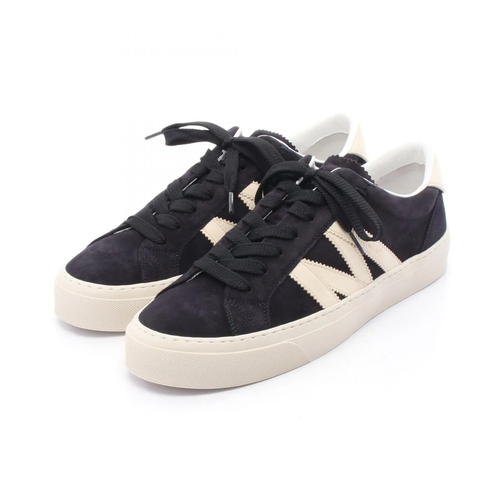 Pre-owned MONCLER Suede Small Leather Goods MONACO2 Leather Sneakers