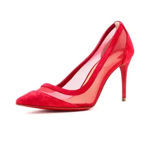 Pre-owned Christian Louboutin Women's Galativi Pumps Suede and Mesh 85 by Rebag