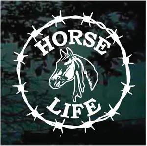 Horse Life Barbed Wire Round Decal Sticker