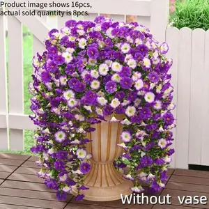 Artificial Hanging Plant Flower Vines, 4/8 Pcs Mixed Faux Morning Glories, UV Resistant, Bright-Colored, Home Decor