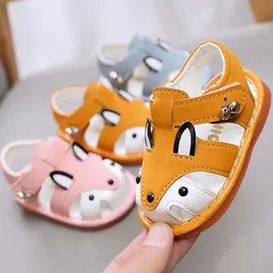 Baby Summer Sandals Cute Animal Closed Toe Breathable Non-Slip Soft Sole PU Leather Toddler First Walkers 
