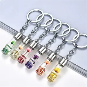 Mini Glass Bottle Keychain with Preserved Flowers – Aesthetic Forest Style Charm, Best Selling Wholesale Gift