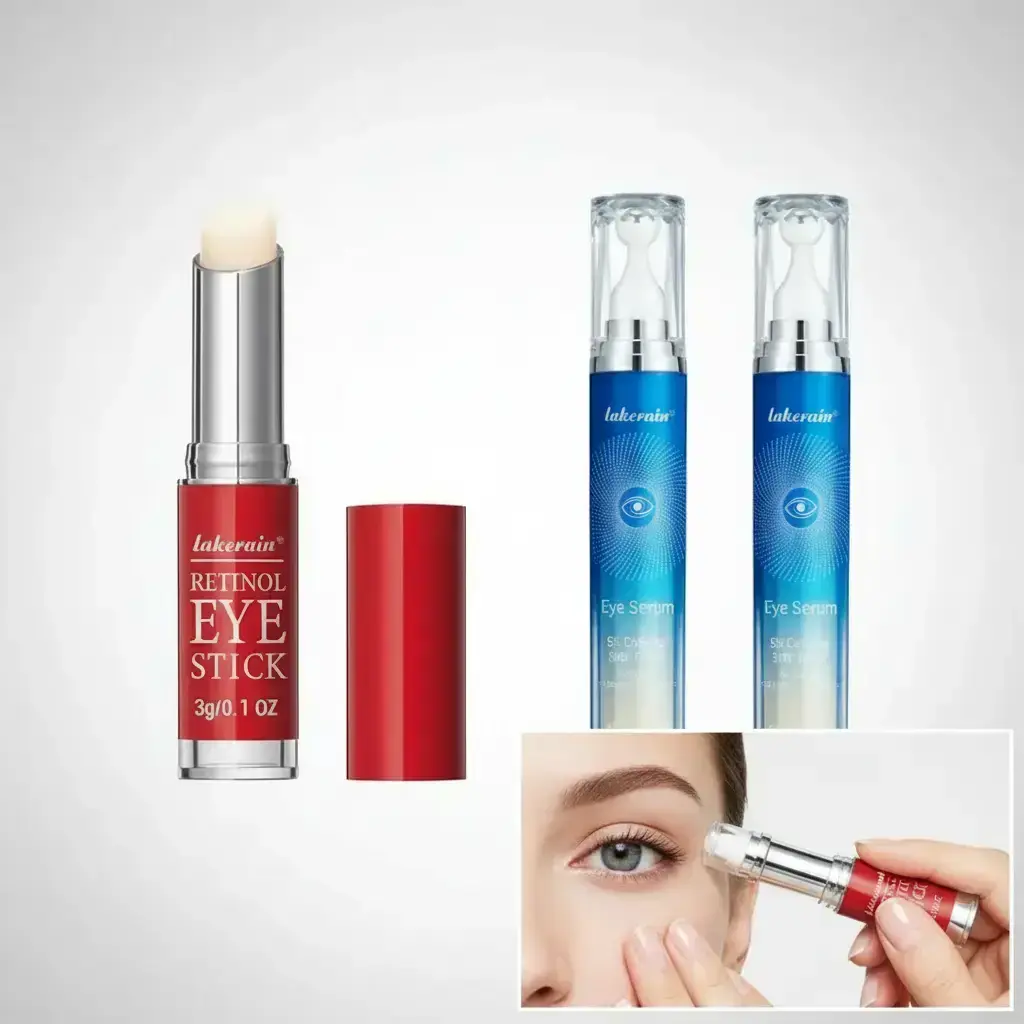 Retinol Eye Care Stick & Eye Serum for Dark Circles, Puffiness and Eye Bag Remover, 1 Count Retinol Eye Stick & 1 Count Under Eye Roller Cream, Eye Care Product for Daily Use, Under Eye Brightener