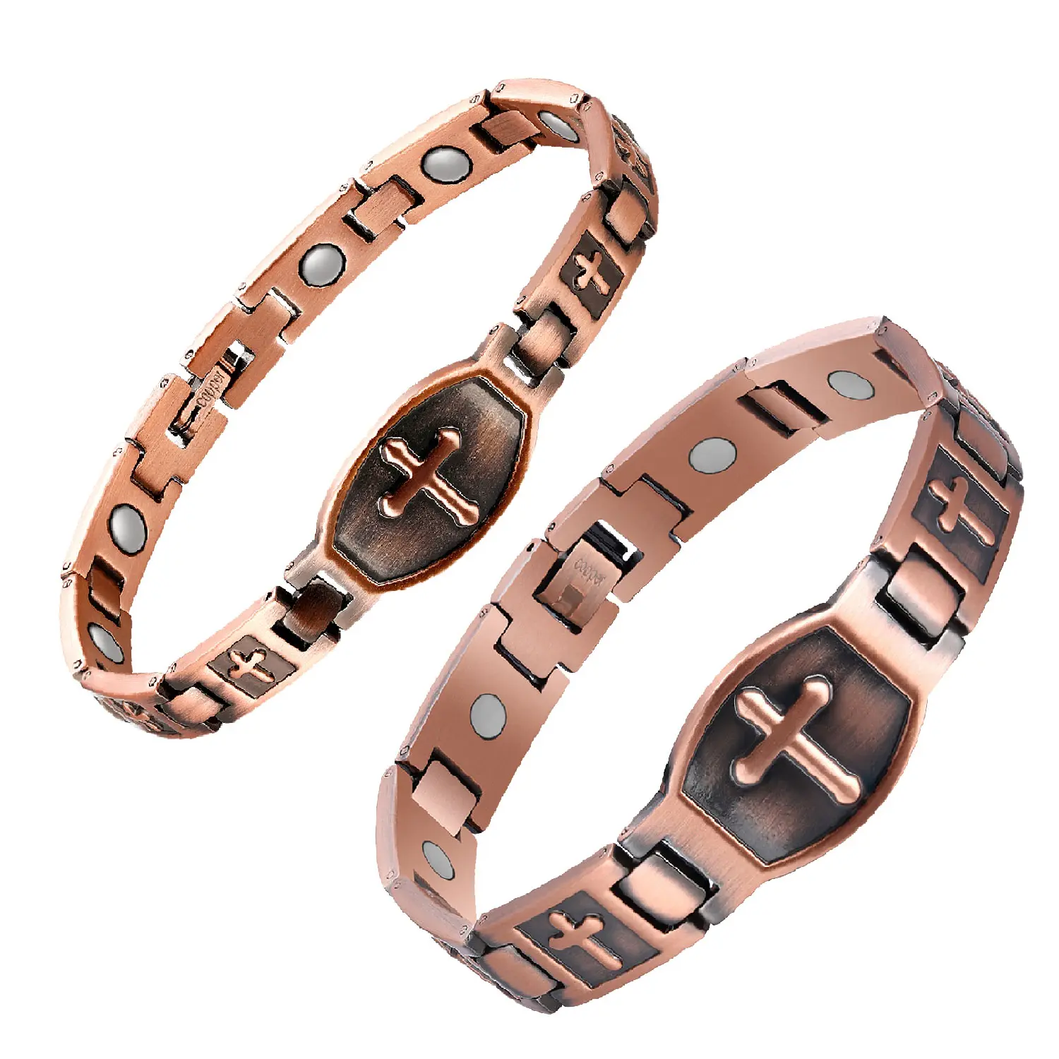 Feraco Hypoallergenic Pure Copper Bracelet for Men Women,Therapy Cooper Bracelets | Powerful 3800 Gauss Magnets,Adjustable Length，