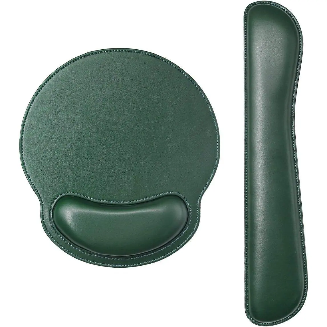 PU Leather Keyboard Wrist Rest and Pad with Wrist Support Memory Set for Computer Laptop Gaming and Office Comfortable for Easy Typing Dark Green