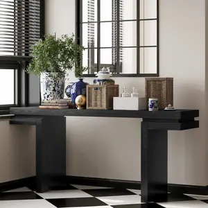 66" Extra Wide Wood Console Table - Minimalist Sofa Table for Entryway, Hallway, Living Room & Home Office