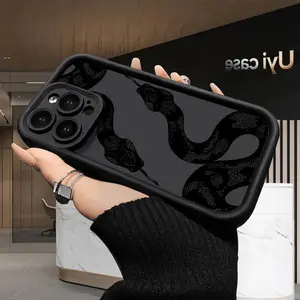 Black snake magic phone case for iphone 17 air 16 15 16e 14 13 12 11 pro max plus x xs full body protection shockproof soft silicone cover