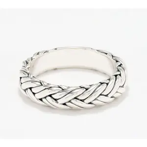 JAI Sterling Silver Legacy Woven Texture 5mm Band Ring