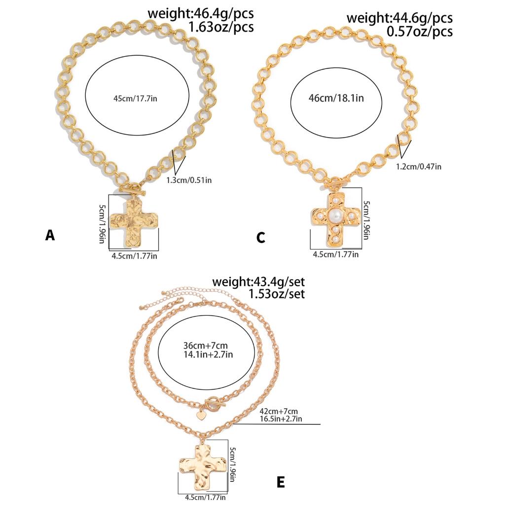 Hammered Crosses Necklace Fashion Statement Pendant for Women Fashion Jewelry