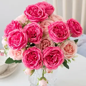 3Pcs Hot Pink & Pink Artificial Peonies – Realistic Silk Flowers, Faux Peony Bouquet for Centerpiece Table, Wedding Centerpiece, Party & Home Decor – No Water, No Wilt tiktokshopspringglowup