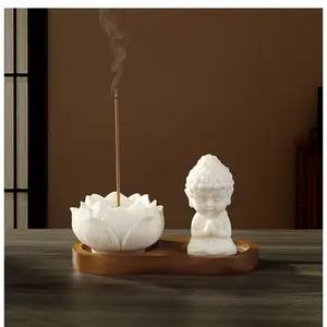 Lotus Design Incense Burner ,Wooden Meditation Incense Stand for Home Decor, Living Room,Bedroom ,Relaxing Space Zen Relaxation