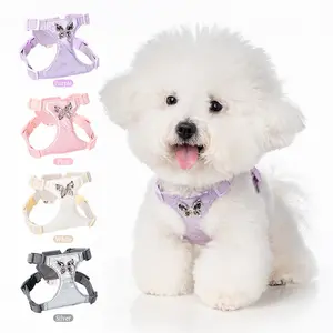Dog leash for small dogs, chest and back harness, easy to walk dogs, metal bowknot dog leash, exquisite pet chest and back harness, Walking Harness
