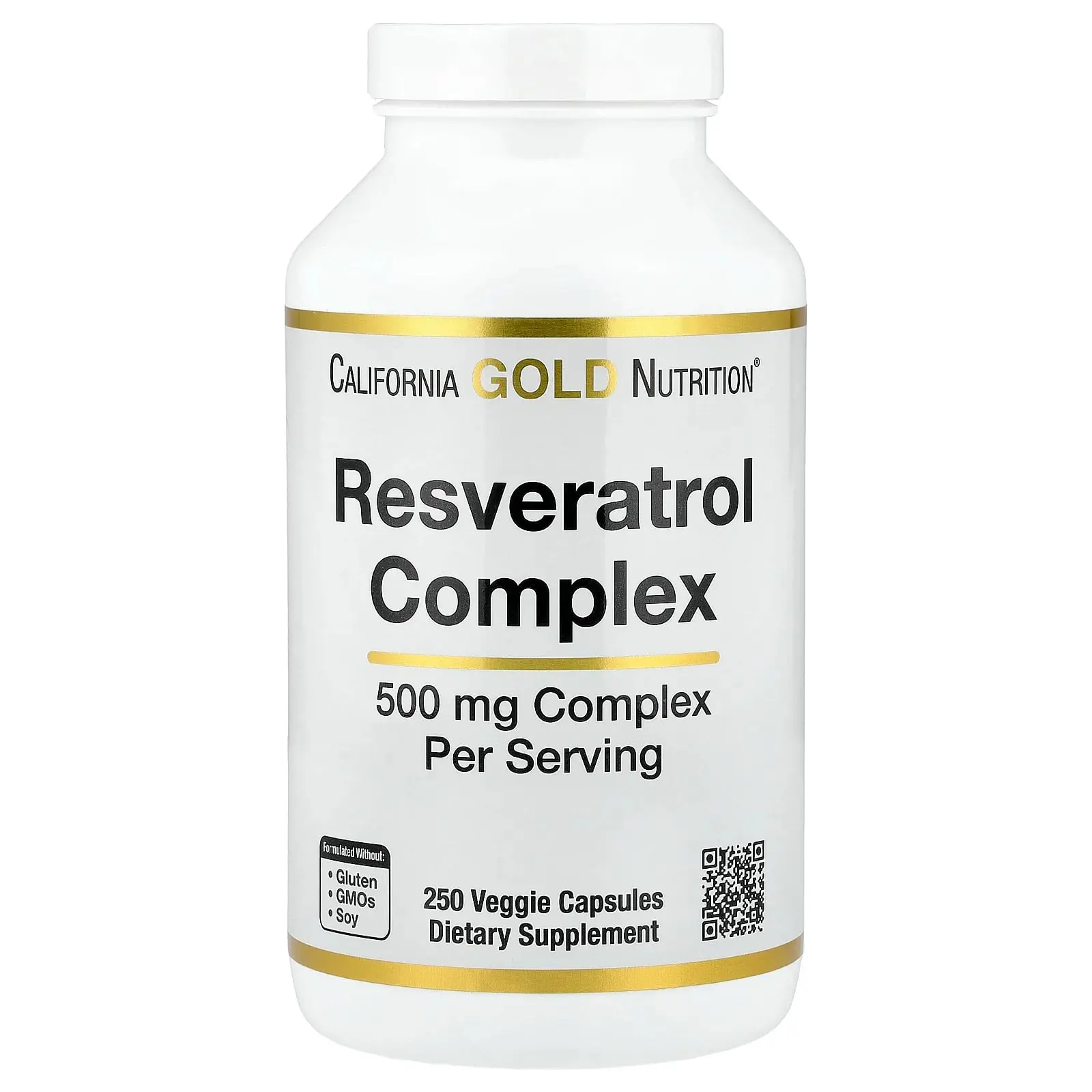 California Gold Nutrition Resveratrol Complex with Grape Seed Extract, Red Wine Extract, and trans-Resveratrol, 250 Veggie Capsules