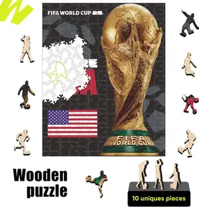 FIFA World Cup 2026 USA Poster Puzzle, Officially Licensed Trophy Wooden Puzzles for Adult, 200 Pieces Football Home Office Memorabilia, Gifts for American Soccer Fans, 9.5 x 11.8 Inch