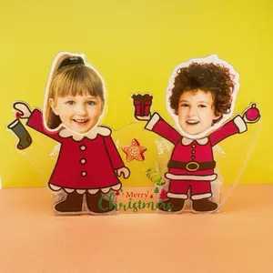 Christmas Edition DIY 2-Person Bobblehead Kit – Personalized Photo Wobbly Figures with Stand & Festive Acrylic Ornaments – A Charming Handmade Gift for Couples, Friends, and Holiday Celebrations