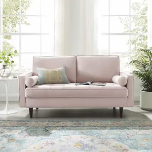 Modway Valour Performance Velvet Loveseat in Pink