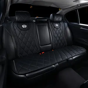 Luxury Car Seat Cushions, Vintage Metal Rivets Sparkling Rhinestones Queen Crown Decorations, Front & Rear Seats Interior Accessories, Car Seat Covers