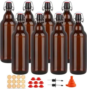 8 Pack 32oz  Swing Top Glass Bottles, Flip Top Brewing Bottles with Airtight Stopper for Vanilla Extract, Kombucha, , Kefir,