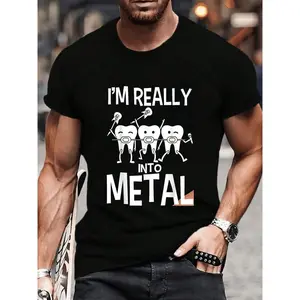 100% Cotton Orthodontist I'm Really Into Metal Dental Braces T-Shirt Women's Men's Graphic Tee Crew Neck summer vacation Tops