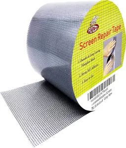 Window Screen Repair Kit Tape Extra Wide 4''x16.4' Grey Adhesive &  3-Layer Fiberglass fix for Screen Door and Window Screen