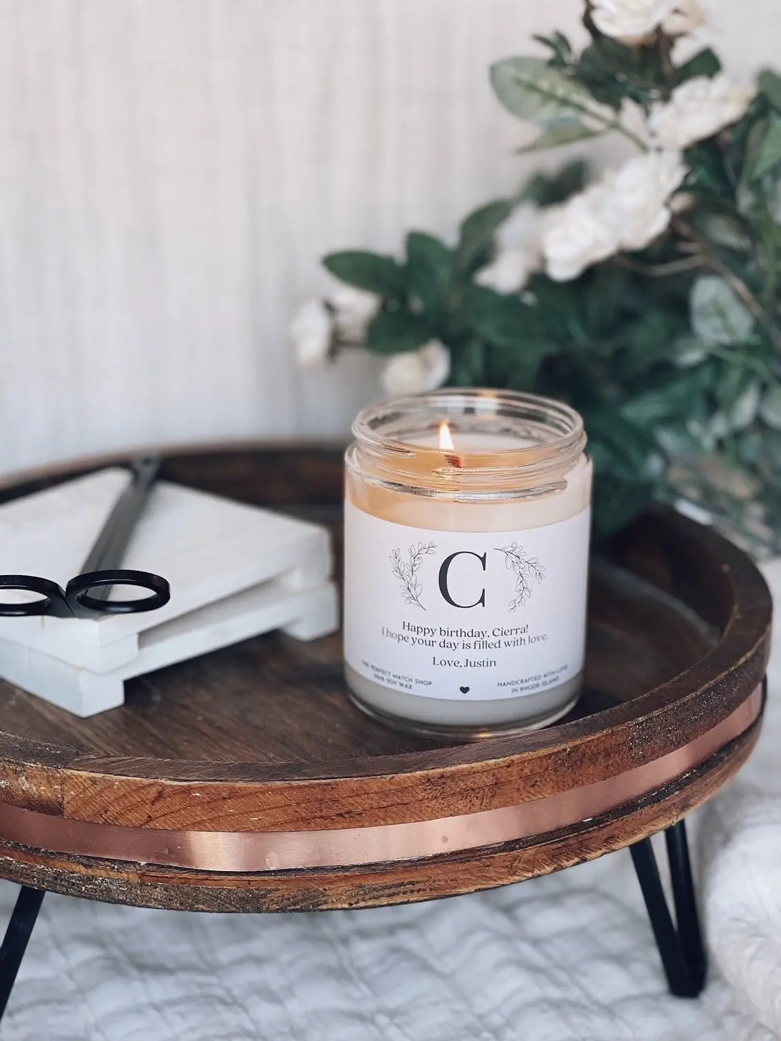 Custom Initial Birthday Candle Custom Message Birthday Gift Husband Wife Birthday gifts Birthday Candles Best friend gifts