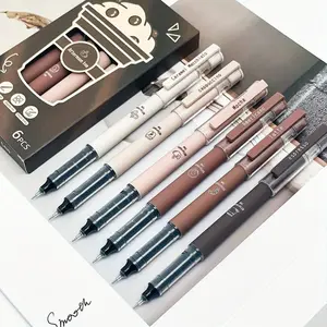 6 pcs/set coffee themed liquid quick drying ink neutral pen, 0.5mm fine pointed writing tool, anti fouling soft touch writing and drawing pen, Writing Pens, Smooth Writing Pens, suitable for use in sticky notes, schools, and offices