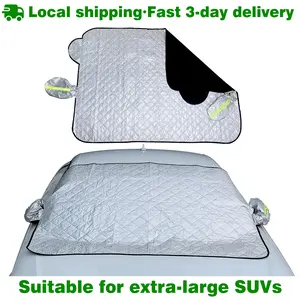 Winter Car Anti-UV Windshield Sunshade Snow & Ice Cover Windshield Snow Cover for Extra Large SUVs, Heavy Duty Frost Guard with Reflective Strip, Waterproof Winter Ice Protector Foldable