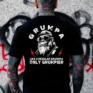 Monkeysober Pure Cotton Men's Suitable For All Seasons Grumpa Like A Regular Grandpa Only Grumpier Funny Gift Monkey T-shirt