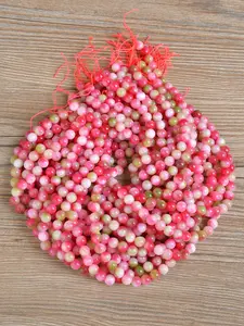 Natural Watermelon Crystal Loose Beads, Seed Beads, 4/6/8/10mm Size Variety Lustrous Round Beads for Jewelry Making, Ombre Pattern, DIY Necklaces, Bracelets and Earrings Jewelry Making Accessories