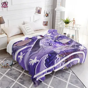 Genshin Impact Raiden Shogun Collage Blanket - Multiple Sizes Premium Plush Throw, Electro Archon "Eternal Euthymia" Anime Merch for Die-Hard Fans 251110