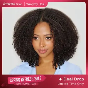 Wavymy Afro Curly Wear Go Preplucked & Pre-bleached Glueless 7x5 Lace Closure Wig with HD Lace Beginner Friendly Real Human Hair