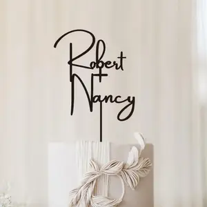 Boho Cake Topper . Wood Wedding Cake Topper . Custom Script Mr and Mrs Cake Toppers for Wedding . Rustic Wedding Cake Topper . Engagement