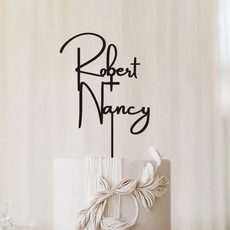 Boho Cake Topper . Wood Wedding Cake Topper . Custom Script Mr and Mrs Cake Toppers for Wedding . Rustic Wedding Cake Topper . Engagement