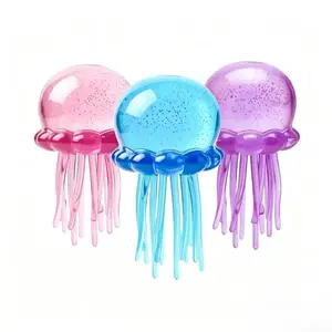 KIDGENIUS Glitter Jellyfish Squeezable Glittery Stress Ball Squishies - Ultra-Soft Calming Toy for ADHD/Autism Support, BPA-Free, Safe, Durable, Birthday Party Favors, Classroom Prizes
