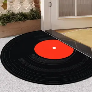 Vintage Vinyl Record Half Circle Rug, Decorative Rug, Creative Entry Mat, Home Decor Outdoor Carpet, Easy Clean Washable, Indoor/outdoor Use