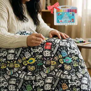 Color Your Own Blanket，DIY Coloring Blanket, Coloring Blanket with Markers, Color Blankets for Adults,DIY Coloring Blanket, Coloring Blanket with Markers, Color Blankets for Adults with 24Pcs Colored Pens