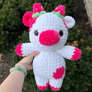 Handmade Crochet Large Strawberry Cow