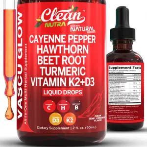 Clean Nutra Cayenne Pepper, Hawthorn, Beet Root,Turmeric, Vitamin D3 K2 & More for Wellness Liquid Drop – Vascu Glow Clean Nutra Cayenne Pepper, Hawthorn, Beet Root,Turmeric, Vitamin D3 K2 & More for Wellness Liquid Drop – Vascu Glow