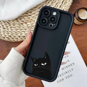Compatible for iPhone11/12/13/14/15/16/17/promax/x/xs/xr/xsmax Case Sassy Black Cat Peek Soft TPU Shockproof Protective CASE