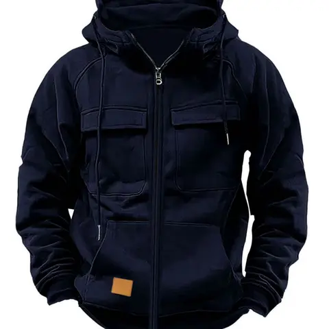 Men's outdoor sport shirt jacket, windproof, warm, and lightweight, suitable for autumn and winter hiking, camping, and travel, thick woven fabric, multiple pockets, semi-zipper design, outerwear, Lightweight Athletic Outerwear