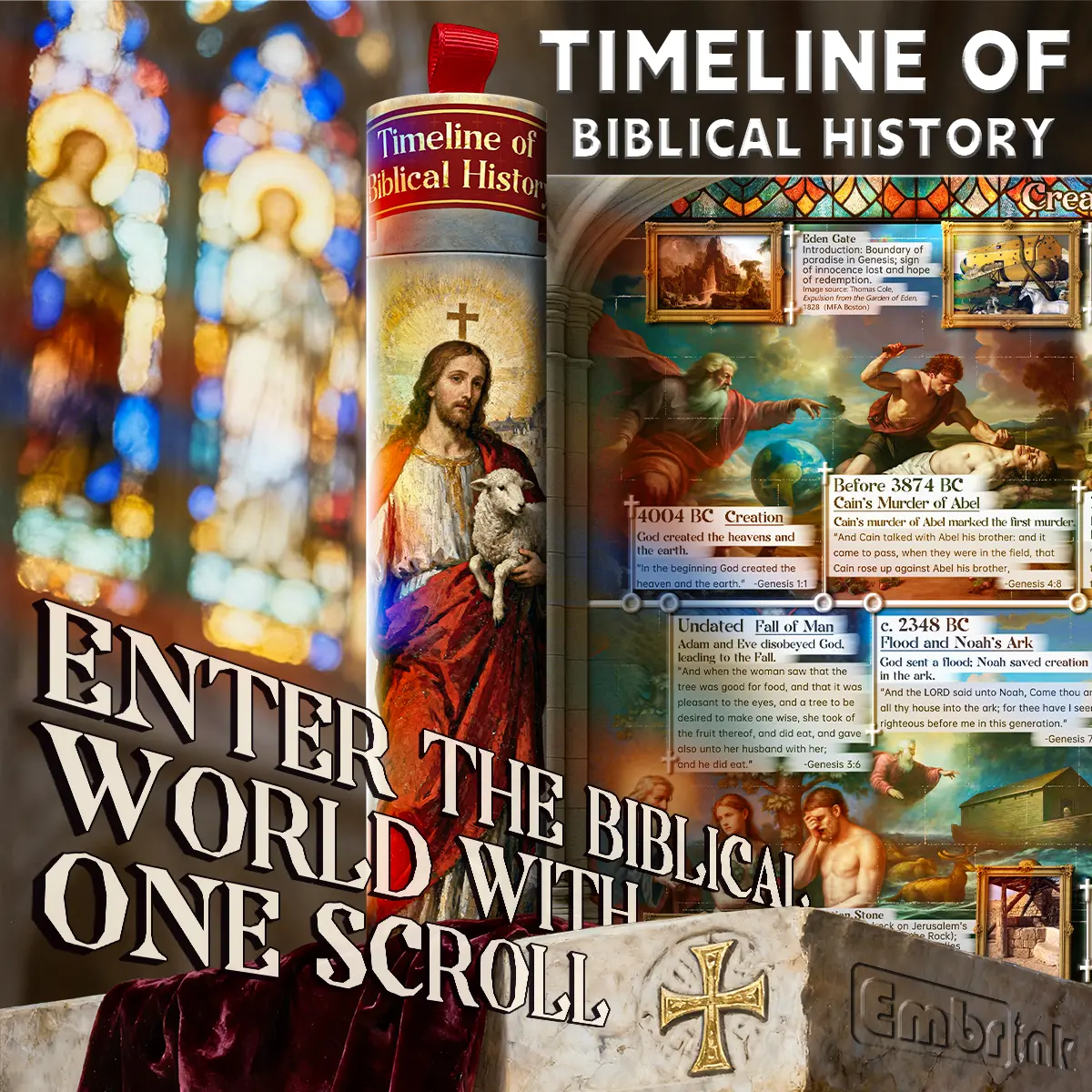 Embrink Biblical History Timeline Scroll 6.5ft 2 Meter Long Bible ...
