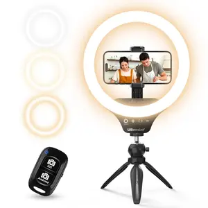 UBeesize 10" Selfie Ring Light with Bluetooth Tripod & Phone Holder Dimmable LED Light for Makeup TikTok YouTube Live Streaming Compatible with iPhone & Android