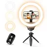 UBeesize 10" Compact Dimmable Wireless LED Selfie Ring Light with Touch Controls - Portable, Adjustable, Durable Tripod, Bluetooth Remote, Cellphone Clip, Smartphone Mobile Phone Accessories for Content Creators (iPhone, Android)